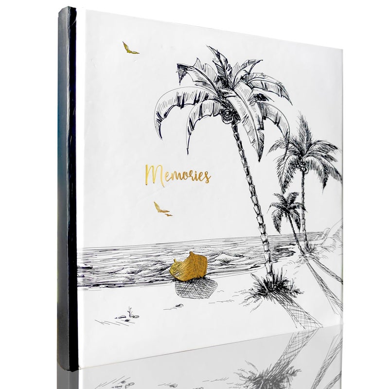 Holoary Photo Album 4x6 160 Photos Two Pictures Per Page, Memo Writing Area for Each Pocket, 160 Pockets 4â€x6â€, Printed Book Cover Travel Design Natural Beach Vacation Honeymoon Memories - Image 1
