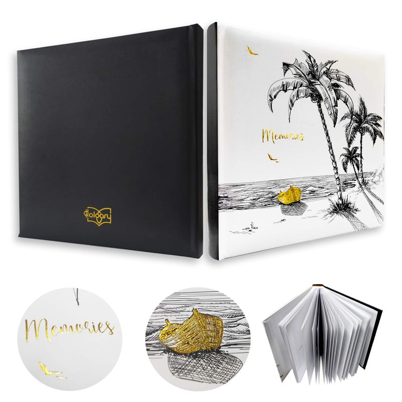Holoary Photo Album 4x6 160 Photos Two Pictures Per Page, Memo Writing Area for Each Pocket, 160 Pockets 4â€x6â€, Printed Book Cover Travel Design Natural Beach Vacation Honeymoon Memories - Image 3