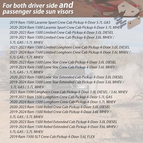 XTPTFABS Heavy Duty Nylon Construction Sun Visor Repair Kit (Beige) Compatible with Dodge RAM 1500 Trucks 2019 2020 2021 2022 2023 2024(1set) - Image 3