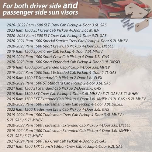 XTPTFABS Heavy Duty Nylon Construction Sun Visor Repair Kit (Beige) Compatible with Dodge RAM 1500 Trucks 2019 2020 2021 2022 2023 2024(1set) - Image 4