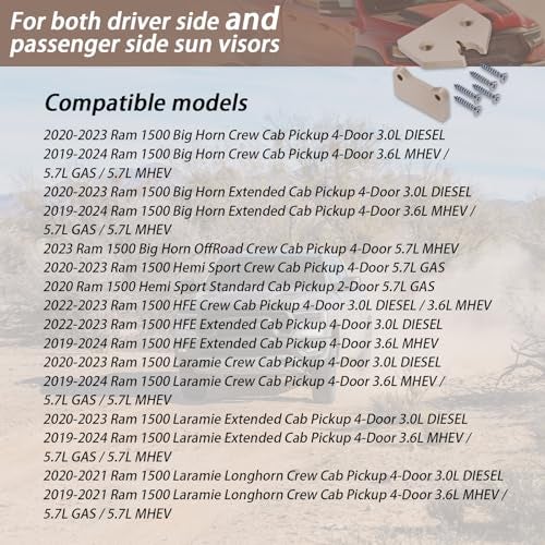 XTPTFABS Heavy Duty Nylon Construction Sun Visor Repair Kit (Beige) Compatible with Dodge RAM 1500 Trucks 2019 2020 2021 2022 2023 2024(1set) - Image 2