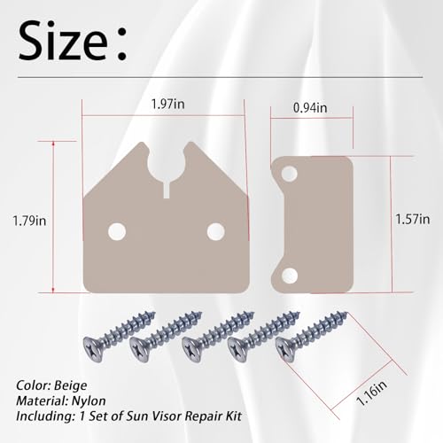 XTPTFABS Heavy Duty Nylon Construction Sun Visor Repair Kit (Beige) Compatible with Dodge RAM 1500 Trucks 2019 2020 2021 2022 2023 2024(1set) - Image 5