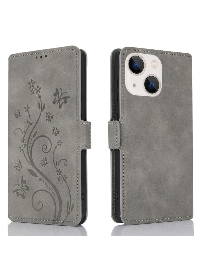 S-TOP Case For iPhone 15 Plus Dreamy Butterfly Love Flower Embossed Leather Phone Case - Image 1