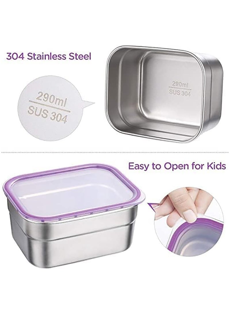 Kids School Stainless Steel Lunch Box Insulated Bento Lunch Box with Cutlery and Bag 5 Compartments Divided Lunch Container with Lid  (Purple 1000ML) - Image 3