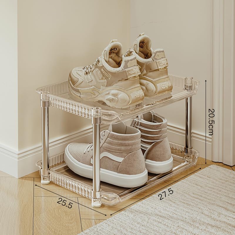 KREPS 2 Tier Vertical Shoe Rack Organizer, Space-Saving Metal & Plastic Storage Shelf for Shoes, Boots, Heels, and Sandals, Durable and Easy Assembly (2 - Layer) - Image 2