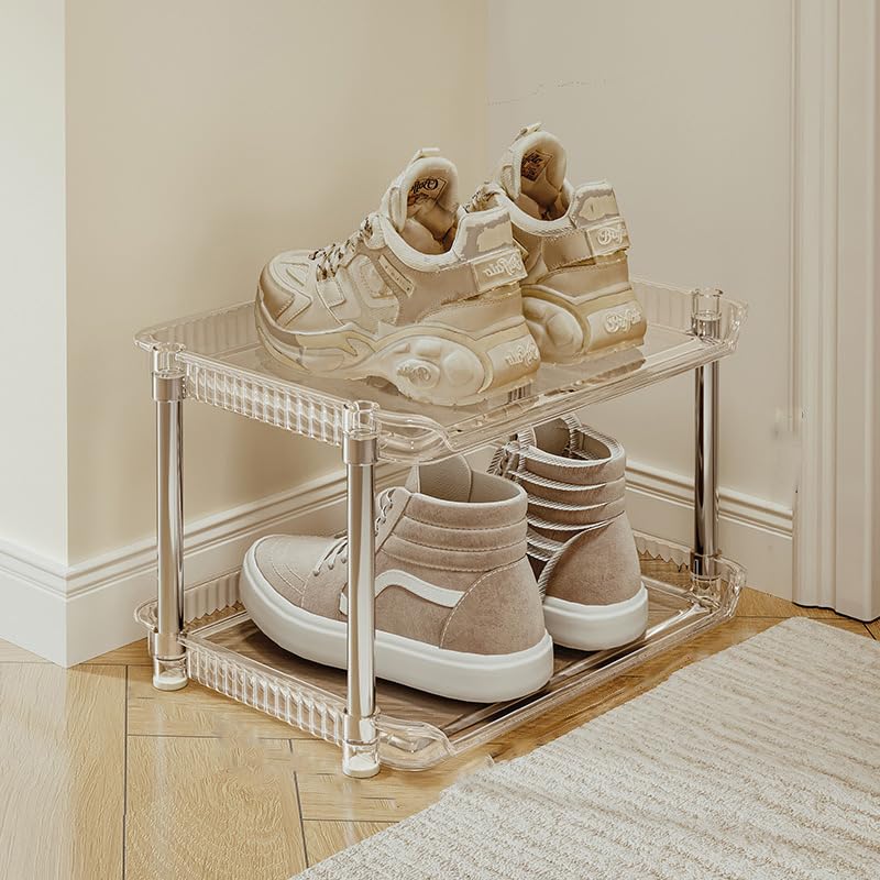 KREPS 2 Tier Vertical Shoe Rack Organizer, Space-Saving Metal & Plastic Storage Shelf for Shoes, Boots, Heels, and Sandals, Durable and Easy Assembly (2 - Layer) - Image 1