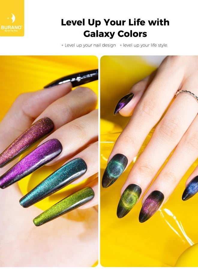 BURANO 9D - Magnetic 6 Colors Set Holographic Cats Eyes Gel Nail Polish Gel with Magnet Stick Set Cateye Soak Off UV LED Gel (Black) - Image 3