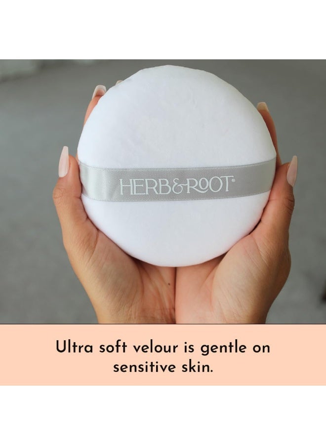 Herb & Root Large Powder Puff (6 inch) and Matching Satin Carrying Bag for Loose Body Powder. Super Soft Puff Made with Premium Velour, Satin Ribbon Handle. Great for Travel, Herb & Rootâ€¦ - Image 3