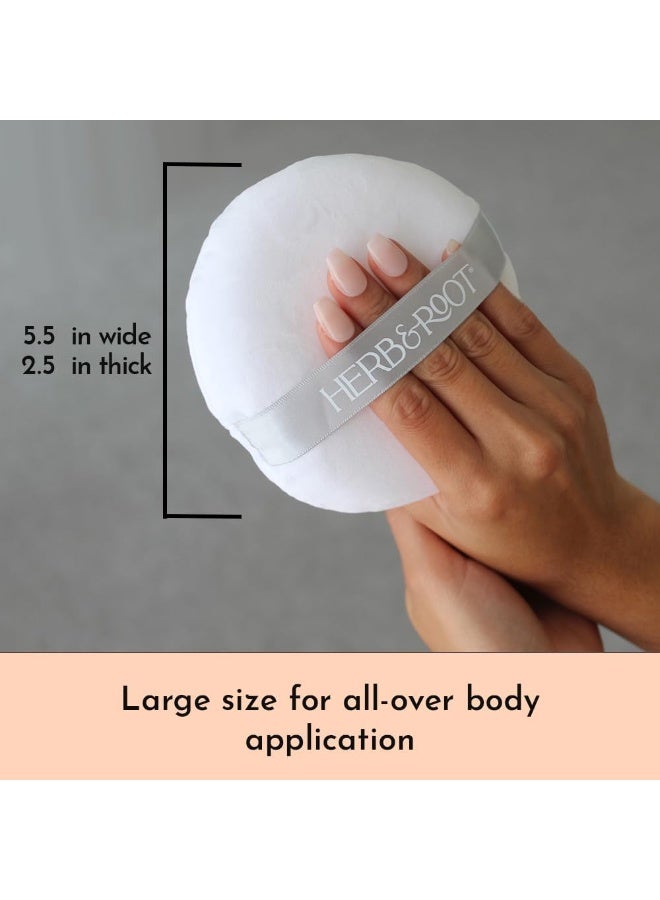 Herb & Root Large Powder Puff (6 inch) and Matching Satin Carrying Bag for Loose Body Powder. Super Soft Puff Made with Premium Velour, Satin Ribbon Handle. Great for Travel, Herb & Rootâ€¦ - Image 2