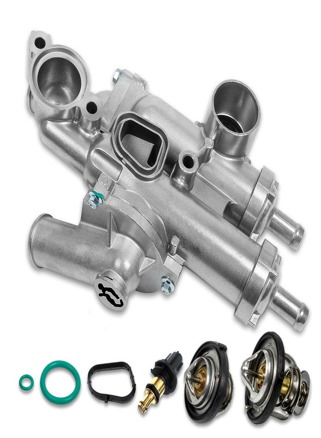 RANSOTO Aluminium Thermostat Housing Assembly with Sensor 68003582AB Compatible with 11-14 Chrysler 200 08-10 Sebring 08-14 Dodge Avenger 09-17 Journey & Compass 07-17 Patriot - Image 1