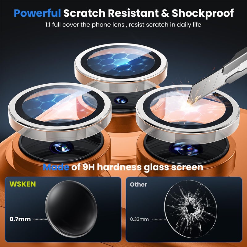 WSKEN for iPhone 17 Pro/iPhone 17 Pro Max Camera Lens Protector - [Original Shooting Mode] Shatterproof Metal HD Tempered Glass Camera Screen Protector Cover Film for iPhone Accessories - Image 3