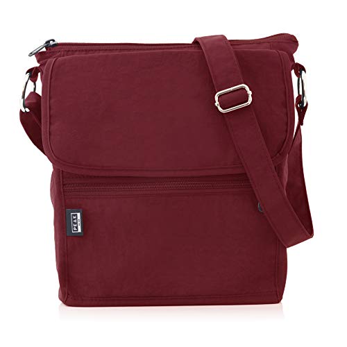 Peak Gear Crossbody Travel Purse with RFID Blocking Pocket and Lifetime Recovery Service. Versatile and Stylish Nylon Shoulder Bag | Burgundy - Image 1