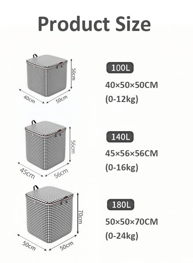 صناديق تخزين ملابس سعة 100/140/180 لترًا مع أغطية، وحقائب تخزين قابلة للطي بسحابات، ومقابض معززة، وخزانة وتنظيم للملابس والسترات واللحاف والفراش - view 2