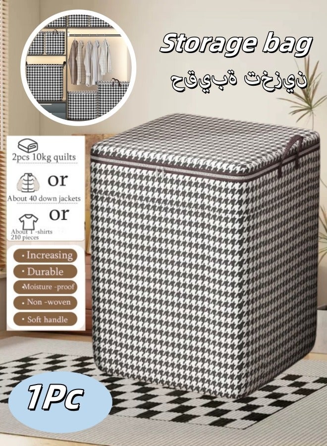 Aikenn 180l Large Storage Bag Non-Woven Quilt Storage Box Waterproof Clothes Storage Foldable Wardrobe Storage Box Storage Box For Blankets Quilts Sheets Pillows And Toys (Houndstooth)  - Image 1