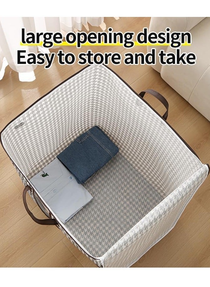 Aikenn 180l Large Storage Bag Non-Woven Quilt Storage Box Waterproof Clothes Storage Foldable Wardrobe Storage Box Storage Box For Blankets Quilts Sheets Pillows And Toys (Houndstooth)  - Image 3