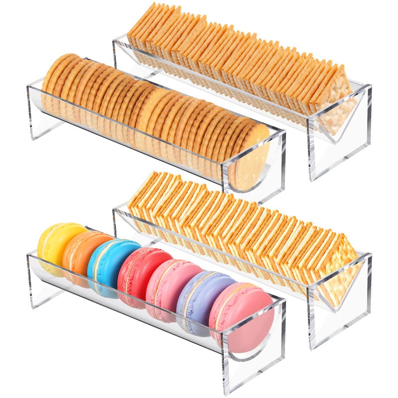 Chunful Chunful 4 Pcs Clear Cracker Tray for Serving Rectangular Cracker Holder Acrylic Serving Tray Food Display Stands for Party Biscuit Cracker Dish Charcuterie Board Platter for Wedding Home Party Events  - Image 1