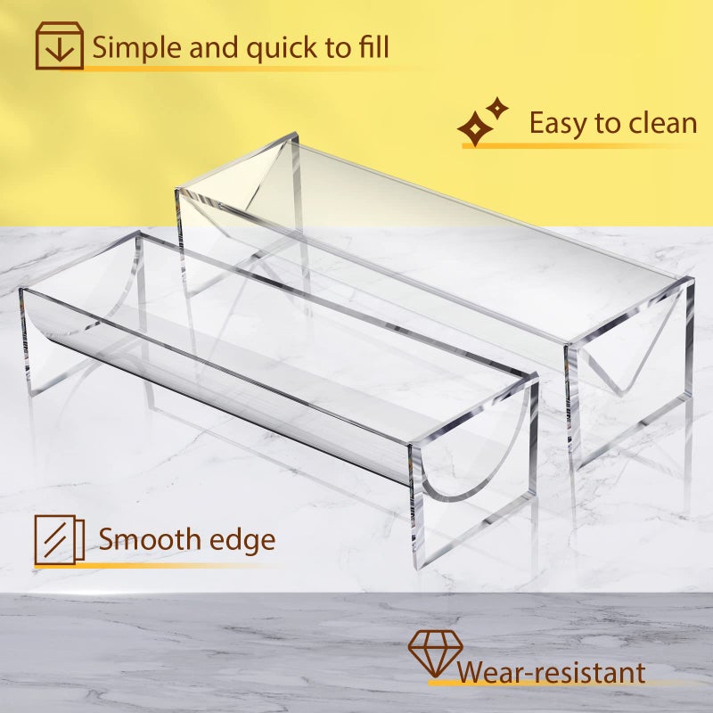 Chunful Chunful 4 Pcs Clear Cracker Tray for Serving Rectangular Cracker Holder Acrylic Serving Tray Food Display Stands for Party Biscuit Cracker Dish Charcuterie Board Platter for Wedding Home Party Events  - Image 3