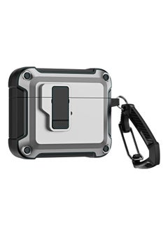 Case Cover For AirPods 3 TPU + PC Wireless Bluetooth Earphone Protective Case with Switch Lock & Hook Grey