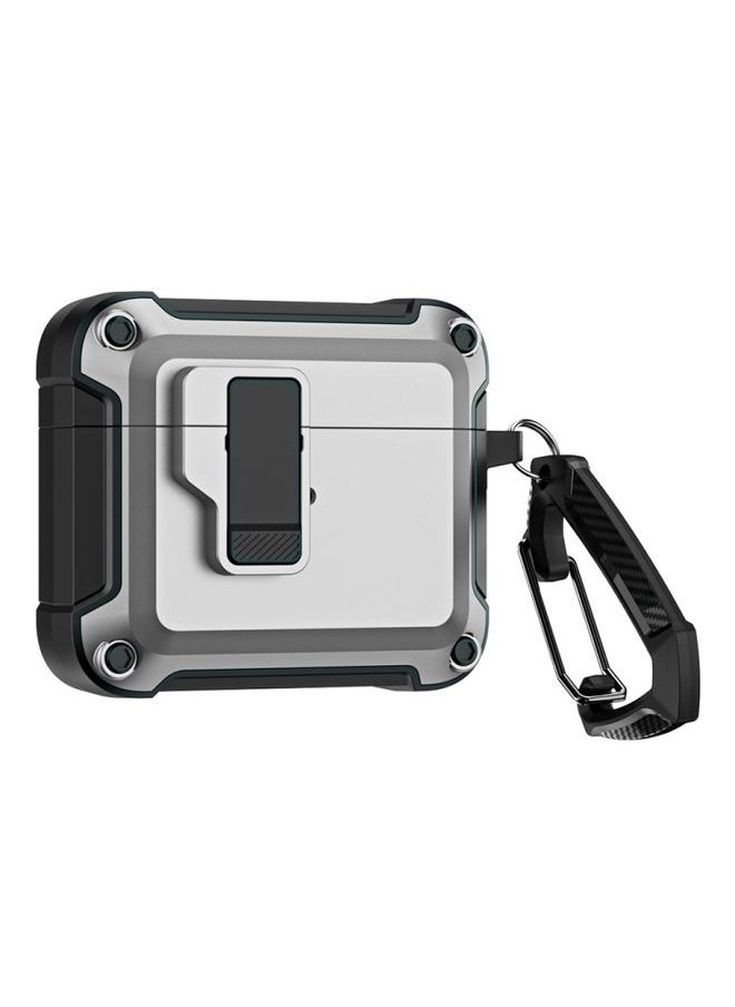Generic - Case Cover For AirPods 3 TPU + PC Wireless Bluetooth Earphone Protective Case with Switch Lock & Hook Grey - Image 1
