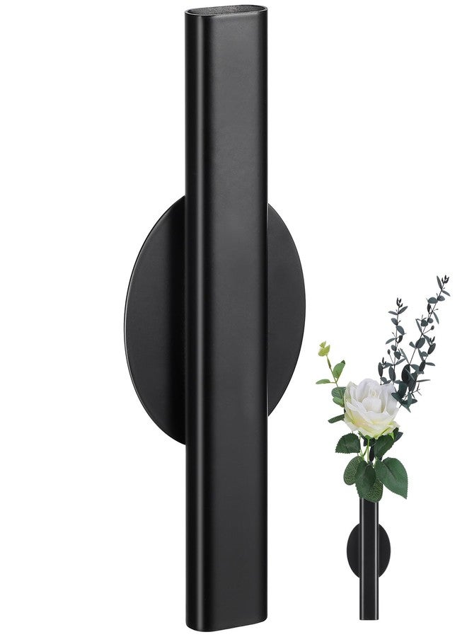 Baluue Wall Mounted Flower Tube, 6.3" Metal Vase Home Decoration for Dried Flowers & Artificial Plants Holder, Modern Style Vases for Home Office Living Room Bedroom, Black - Image 1