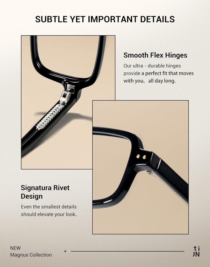 TIJN Olisa Blue Light Blocking Glasses for Women Men,Oval Glasses Frame Bluelight Glasses for Gaming/Computer/Screen, 04. New - Black (Square), Medium - Image 5