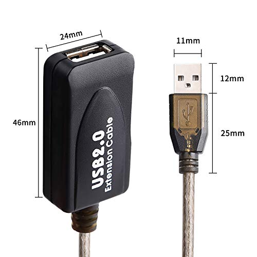 LDKCOK كابل تمديد نشط USB 2.0 نوع A ذكر إلى أنثى عالي السرعة 480 ميجابت في الثانية (15 قدم - 5 متر) - Image 2