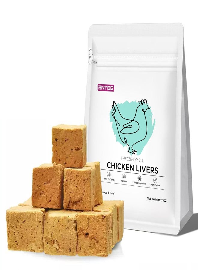 BNYEE 7 OZ Freeze Dried Chicken Liver Treats for Dogs Cats, High Protein Raw Dog Food Topper, Single Fresh Ingredient Treats, Rawhide Free - Image 1
