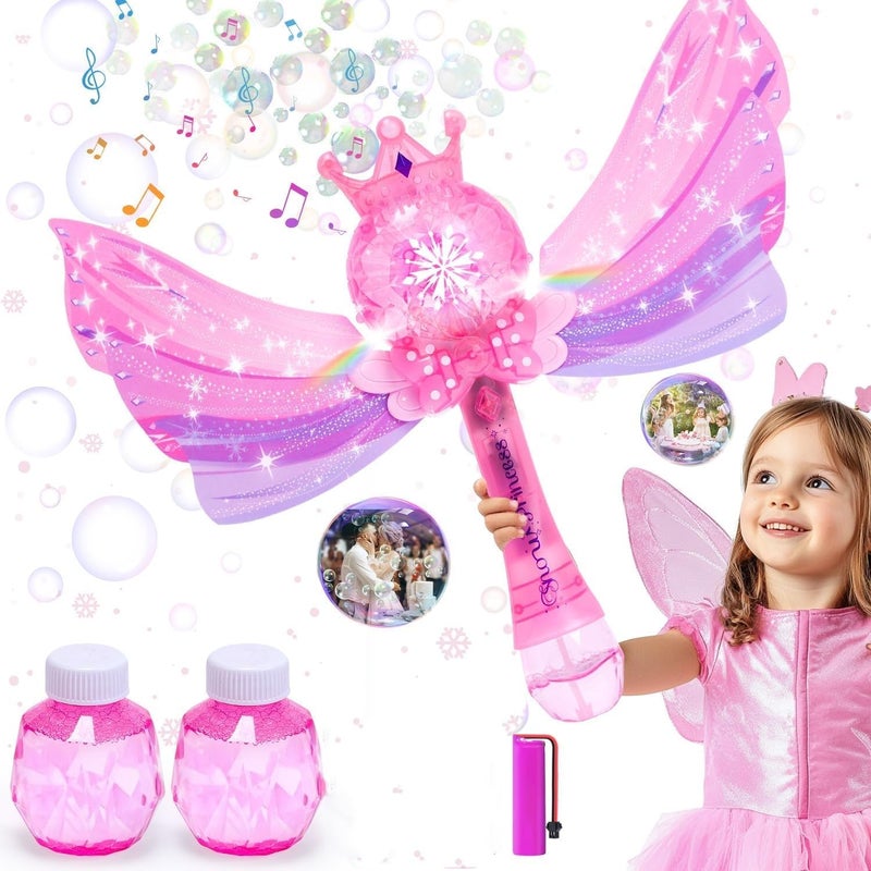 EagleStone Princess Bubble Wands for Kids Bubble Machine for Toddlers LED Light Music Bubble Toys with 1 Liion Battery Outdoor Easter Birthday Toys for Toddlers 3 4 5 6 7 8 Year Old Girl Gifts - Image 3
