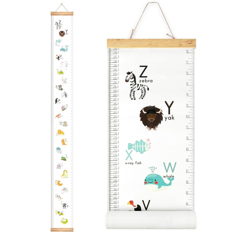 MIBOTE Baby Growth Height Chart Handing Ruler Wall Decor for Kids, Canvas Removable Height Growth Chart 79" x 7.9" (Letters) - Image 1