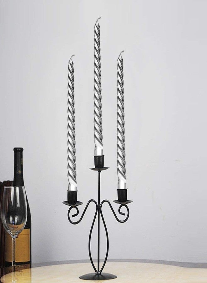 Kuber Selection 8 Pcs Designer Silver Spiral Pillar Candle 10 inch Long for Party,Daily use, Candle (Pack of 8 Pcs, Silver) - Image 3
