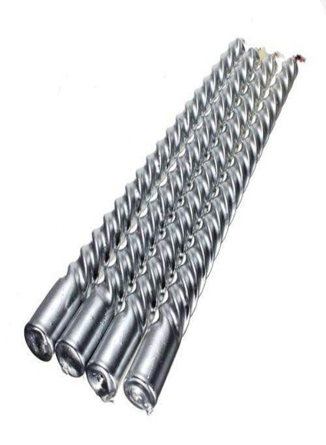 Kuber Selection 8 Pcs Designer Silver Spiral Pillar Candle 10 inch Long for Party,Daily use, Candle (Pack of 8 Pcs, Silver) - Image 1