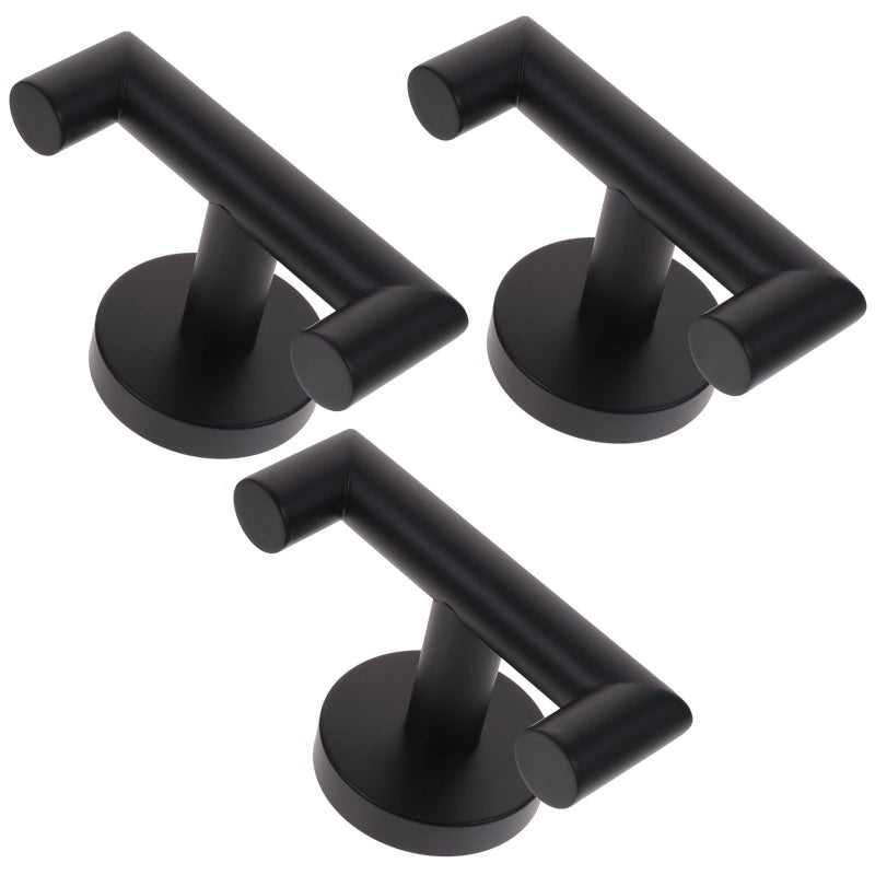 Brushed Stainless Steel Wall Mounted Towel Hooks Black Finish for Bathroom Robe Coat - Image 2