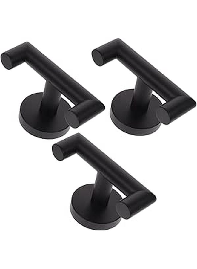 Brushed Stainless Steel Wall Mounted Towel Hooks Black Finish for Bathroom Robe Coat - Image 1