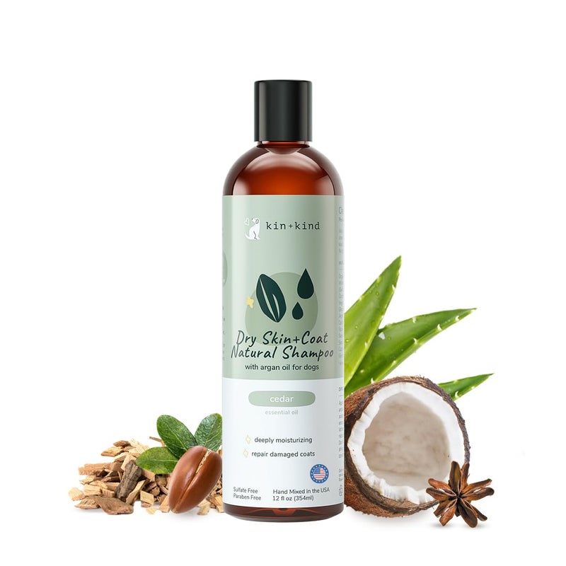kin+kind Organic Dog Shampoo Itchy Skin Relief â€“ Natural Dog Shampoo for Dry, Sensitive Skin â€“ Moisturizing Formula with Coconut Oil, Olive Oil & Cedarwood â€“ Grooming Supplies â€“ Made in USA 12 fl oz - Image 1