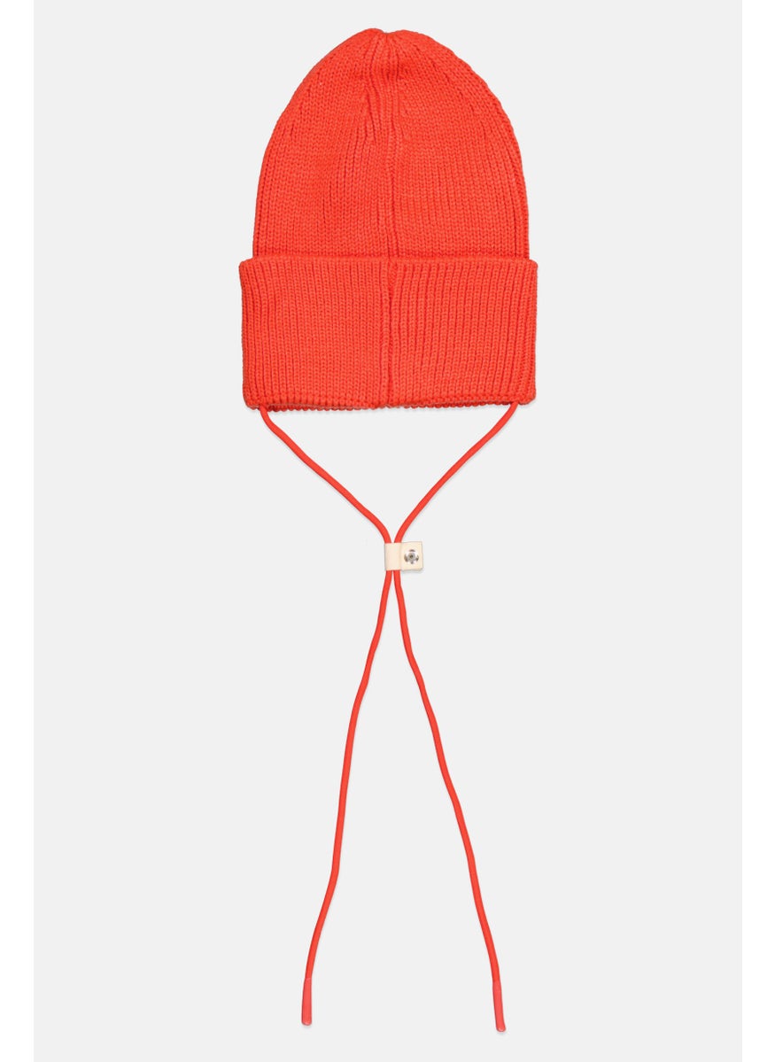 Adidas Women Brand Logo Drawstring Beanie Hat, Orange  - Image 2