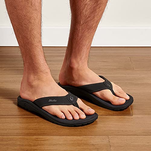 OLUKAI Ohana Men's Beach Sandals, Water Resistant Flip Flops, Arch Support & Comfort Fit, Lightweight & Durable, Enhanced Grip & Traction, Black/Dark Shadow, 13 - Image 5
