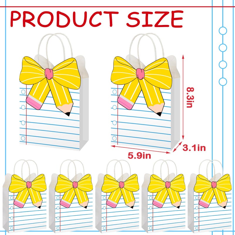 Kolldenn 24 Pcs Teacher Gift Bags Composition Paper Bags with Handles Notebook Line Valentine Teacher Gifts Treat Bag for Kindergarten Preschool Welcome Back Party Favors Wrapping (Notebook) - Image 2