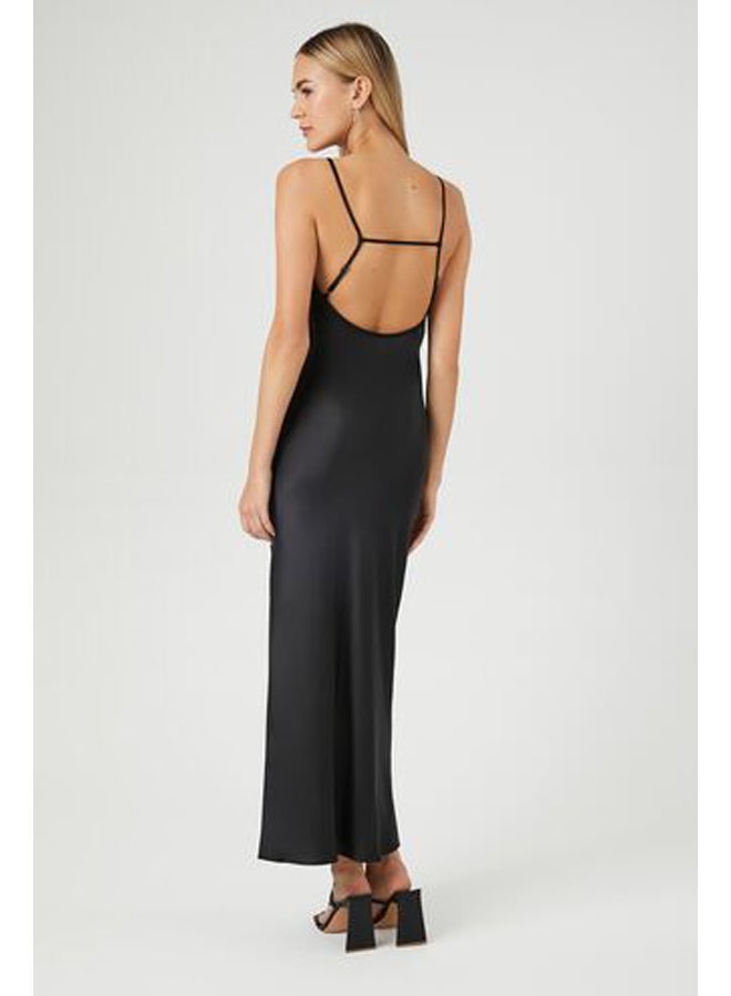 FOREVER 21 Satin Ruffle-Trim Maxi Dress  - Image 4