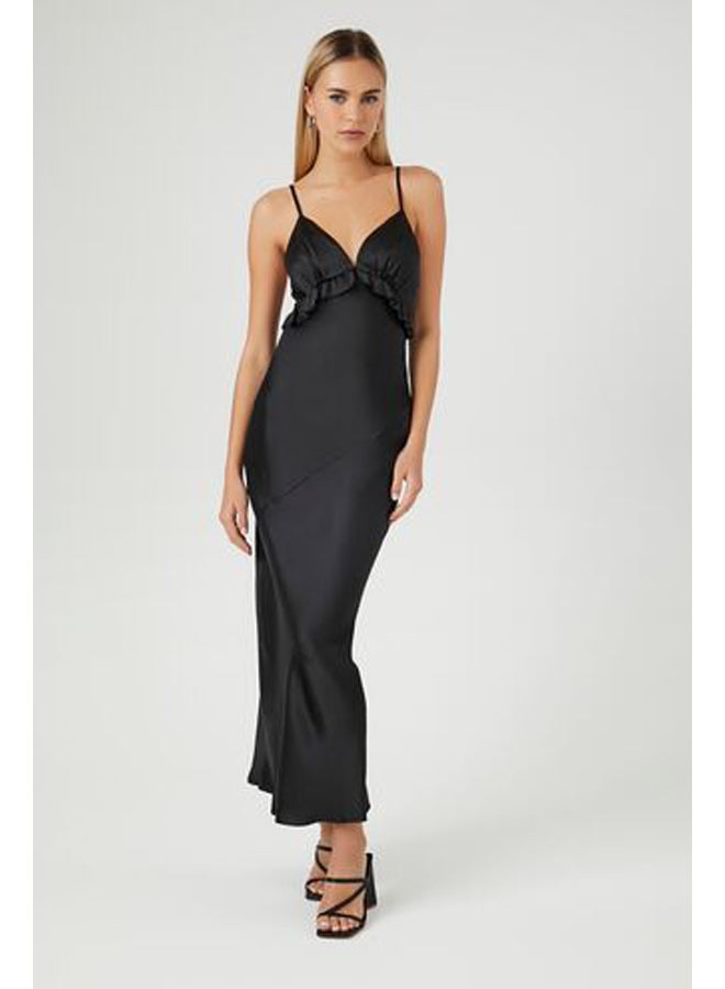 FOREVER 21 Satin Ruffle-Trim Maxi Dress  - Image 5