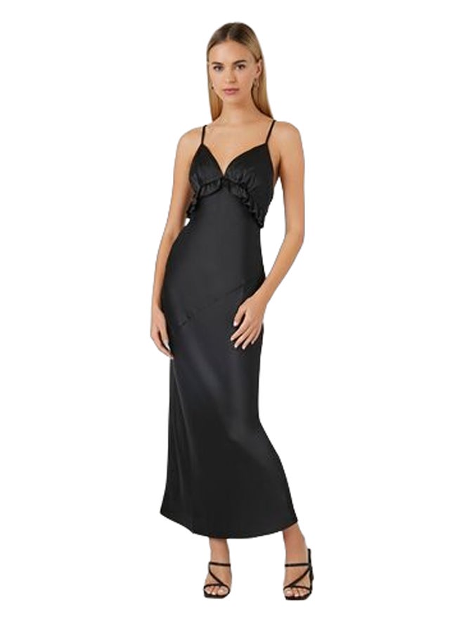 FOREVER 21 Satin Ruffle-Trim Maxi Dress  - Image 1