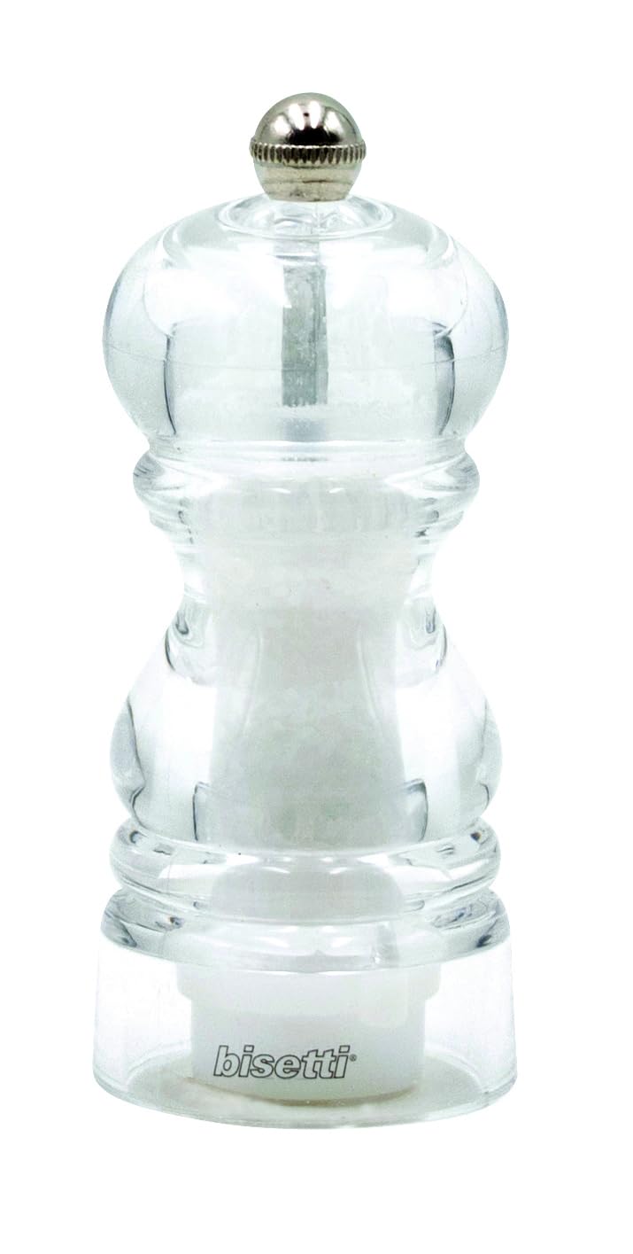 Bisetti Milano Clear Acrylic Salt Mill With Adjustable Grinder, 12 cm / 4.7 Inches - Image 5