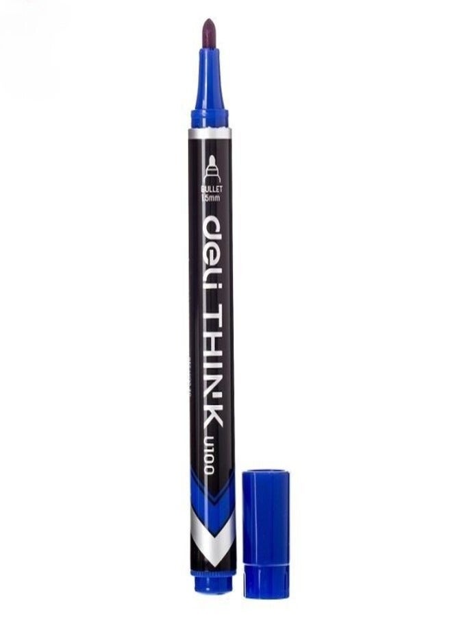 Deli Blue Permanent Marker | 1.5 mm Fine Tip | Pack of 12 - Image 1
