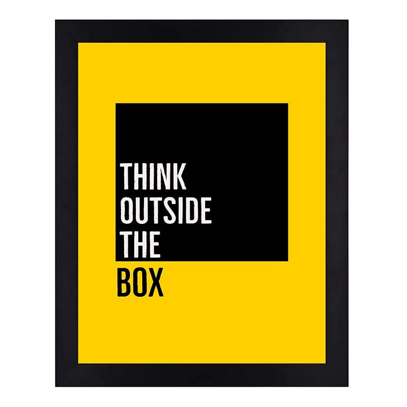 Interio Crafts Synthetic Wood Think Outside The Box Motivational Quote Framed Posters Black 13 x 10 Inches Frame Pack of 1