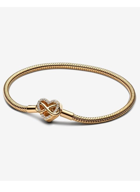 Sparkling Infinity Heart Clasp Snake Chain Bracelet