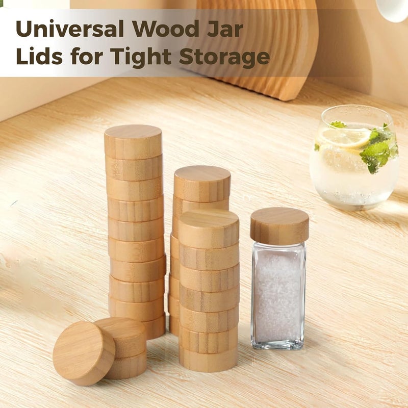 1.6 in Wood Jar Lids, 40 Pcs, Airtight for 4 Oz Spice Jars, Kitchen Jar Lids, Good Sealing, Reusable - Image 4