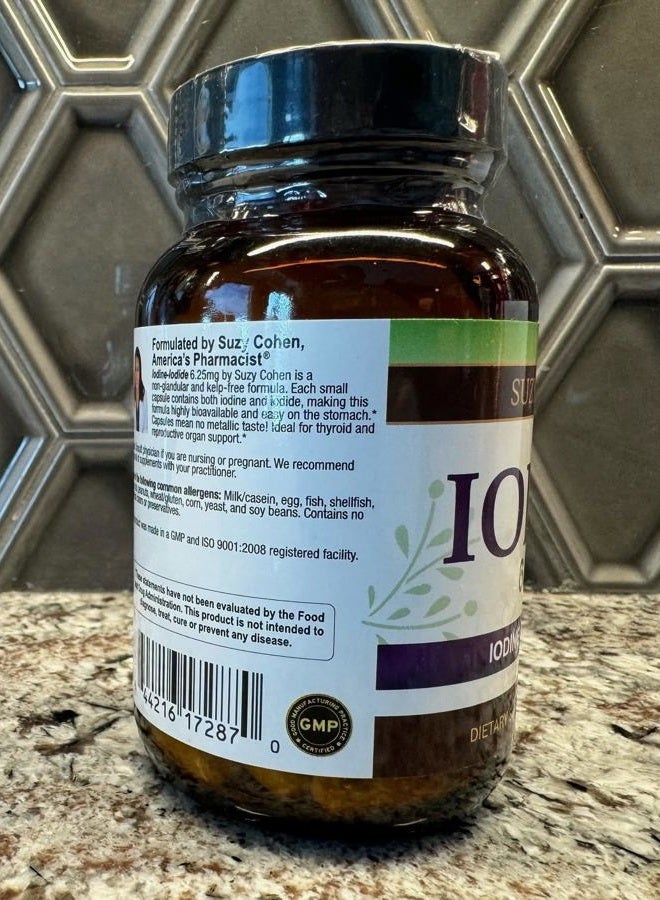 Script Essentials Suzy Cohen Iodine Complex Supplement - 6.25mg Iodine & Iodide Blend - 90 Vegetarian Capsules for Dietary Support - Image 4