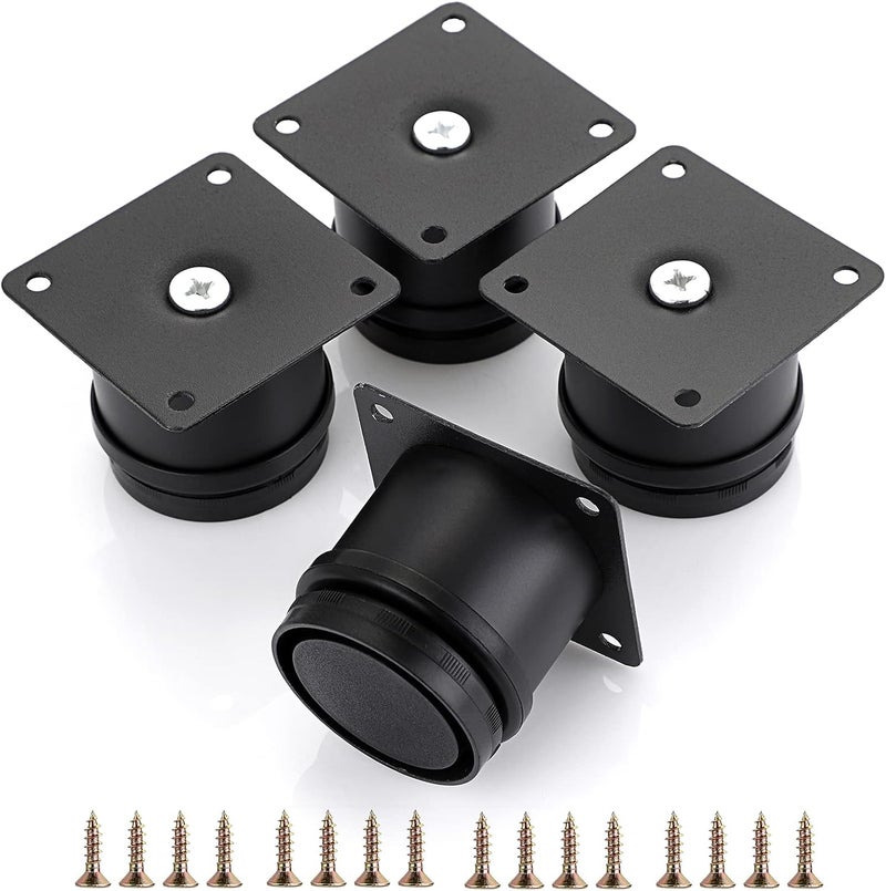 OwnMy 4 قطع أرجل أثاث معدنية من الفولاذ المقاوم للصدأ بارتفاع 2 بوصة، أرجل خزانة مكتب قابلة للتعديل، دعامات أثاث معدنية بديلة، أرجل زوايا ثقيلة لدعم الأرائك والكراسي - Image 1