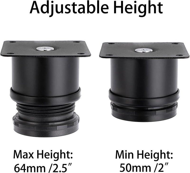 OwnMy 4 قطع أرجل أثاث معدنية من الفولاذ المقاوم للصدأ بارتفاع 2 بوصة، أرجل خزانة مكتب قابلة للتعديل، دعامات أثاث معدنية بديلة، أرجل زوايا ثقيلة لدعم الأرائك والكراسي - Image 4