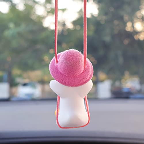 Qiwen Cute Car Decor of Swing Duck Car Pendant,The Best Car Gift for Car Rear View Mirrior Accessories and Car Mirror Hanging Accessories (Pink B) - Image 5