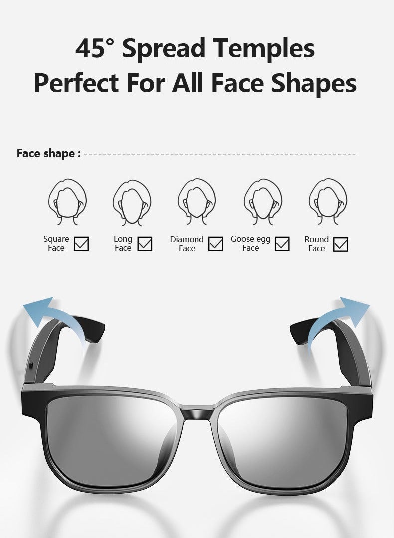 نظارات شمسية مضادة للضوء الأزرق، سماعة رأس بخاصية البلوتوث، نظارات ذكية صوتية بتقنية الذكاء الاصطناعي - Image 4